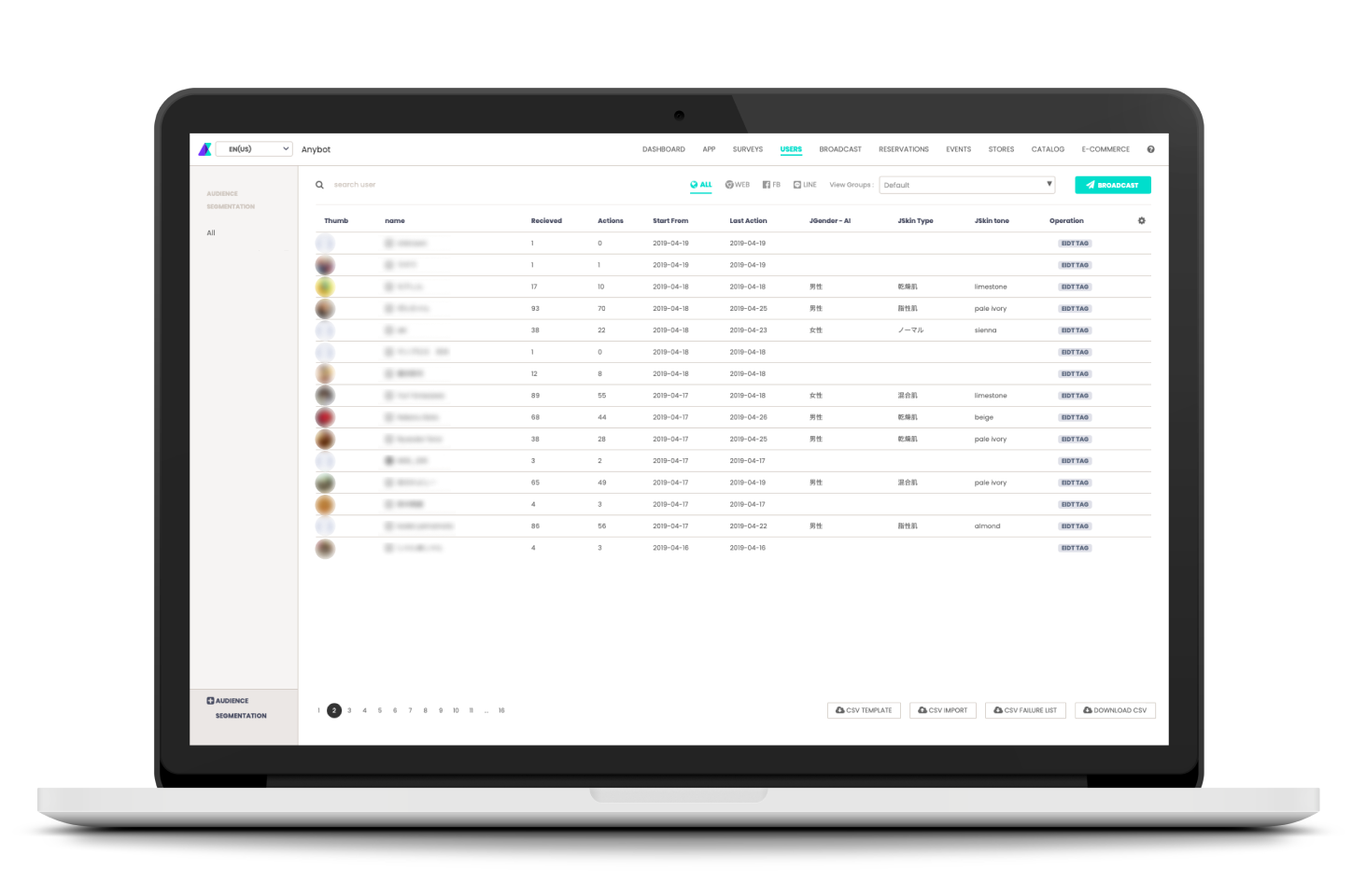 既存データCSVインポート